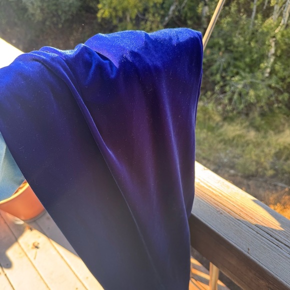 Vintage Navy Blue Velvet Sleeveless Maxi Dress halter prom formal Y2K 90s Jewel - Picture 12 of 13